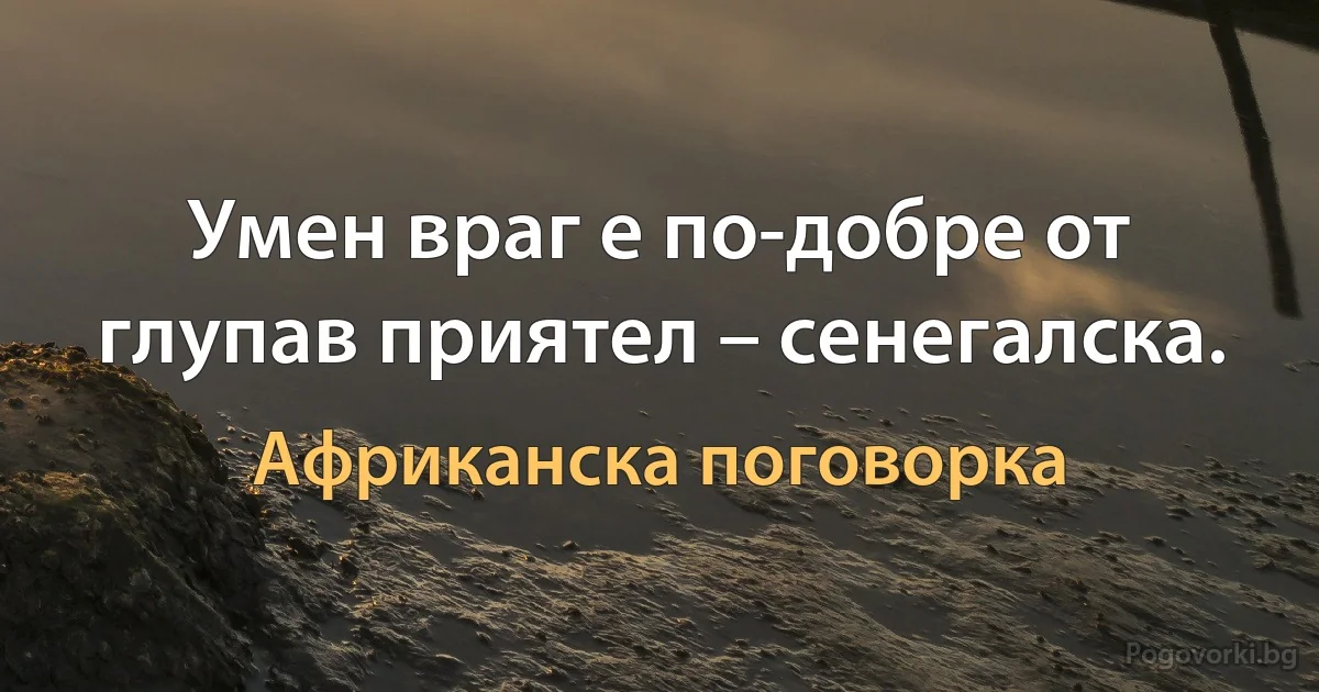 Умен враг е по-добре от глупав приятел – сенегалска. (Африканска поговорка)