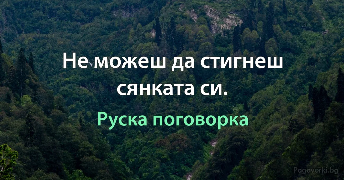 Не можеш да стигнеш сянката си. (Руска поговорка)