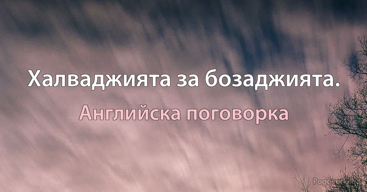 Халваджията за бозаджията. (Английска поговорка)