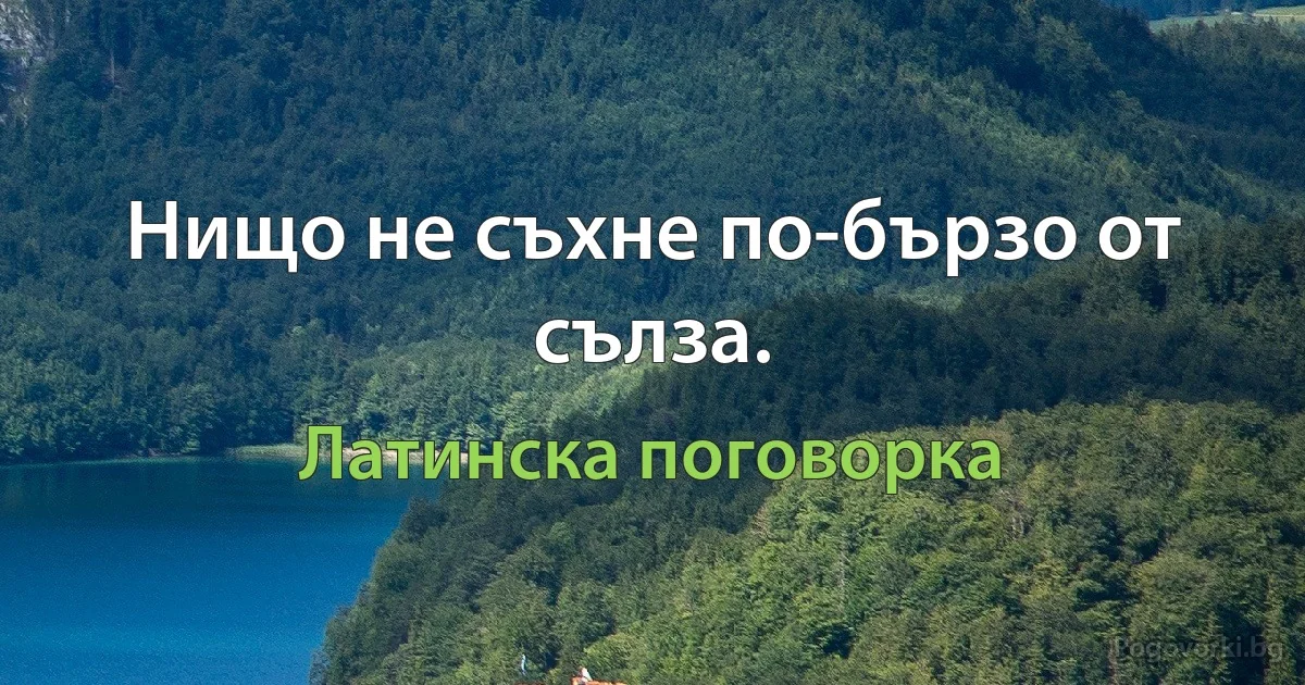 Нищо не съхне по-бързо от сълза. (Латинска поговорка)