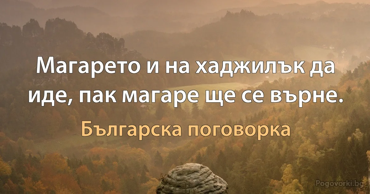 Магарето и на хаджилък да иде, пак магаре ще се върне. (Българска поговорка)