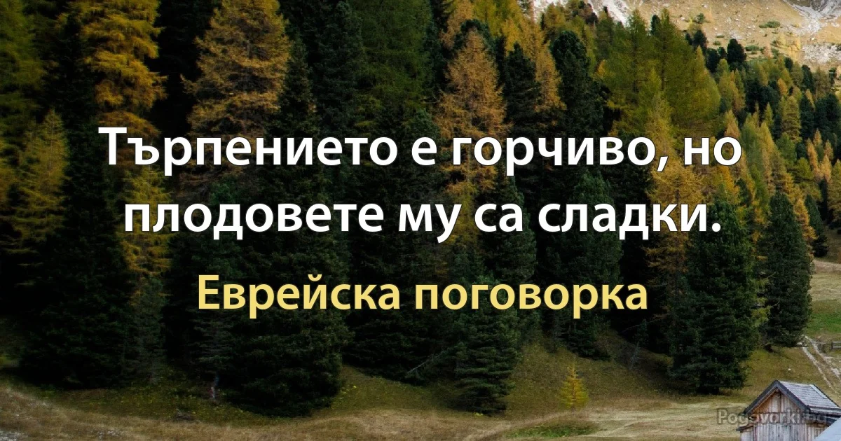 Търпението е горчиво, но плодовете му са сладки. (Еврейска поговорка)