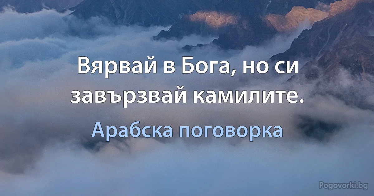 Вярвай в Бога, но си завързвай камилите. (Арабска поговорка)