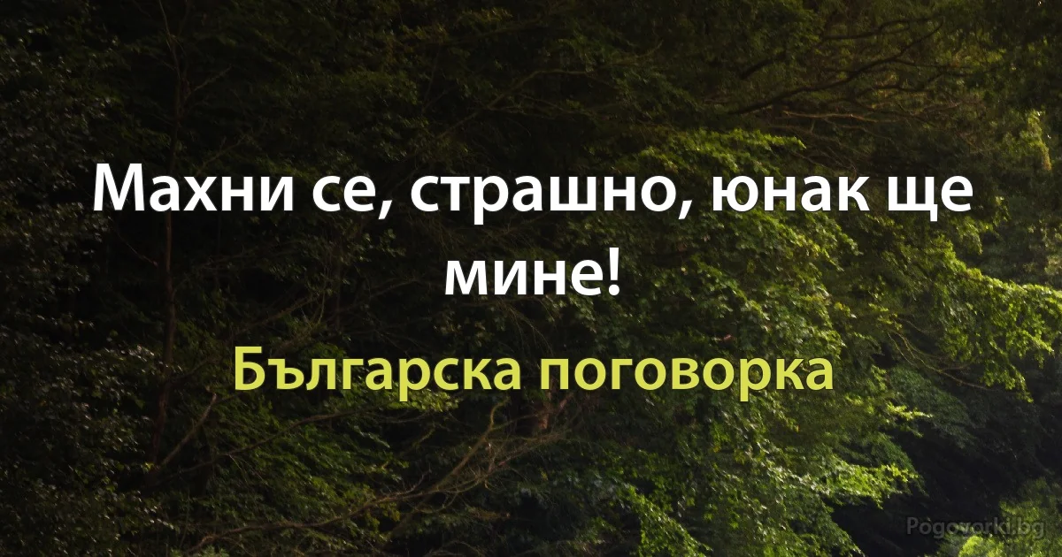 Махни се, страшно, юнак ще мине! (Българска поговорка)