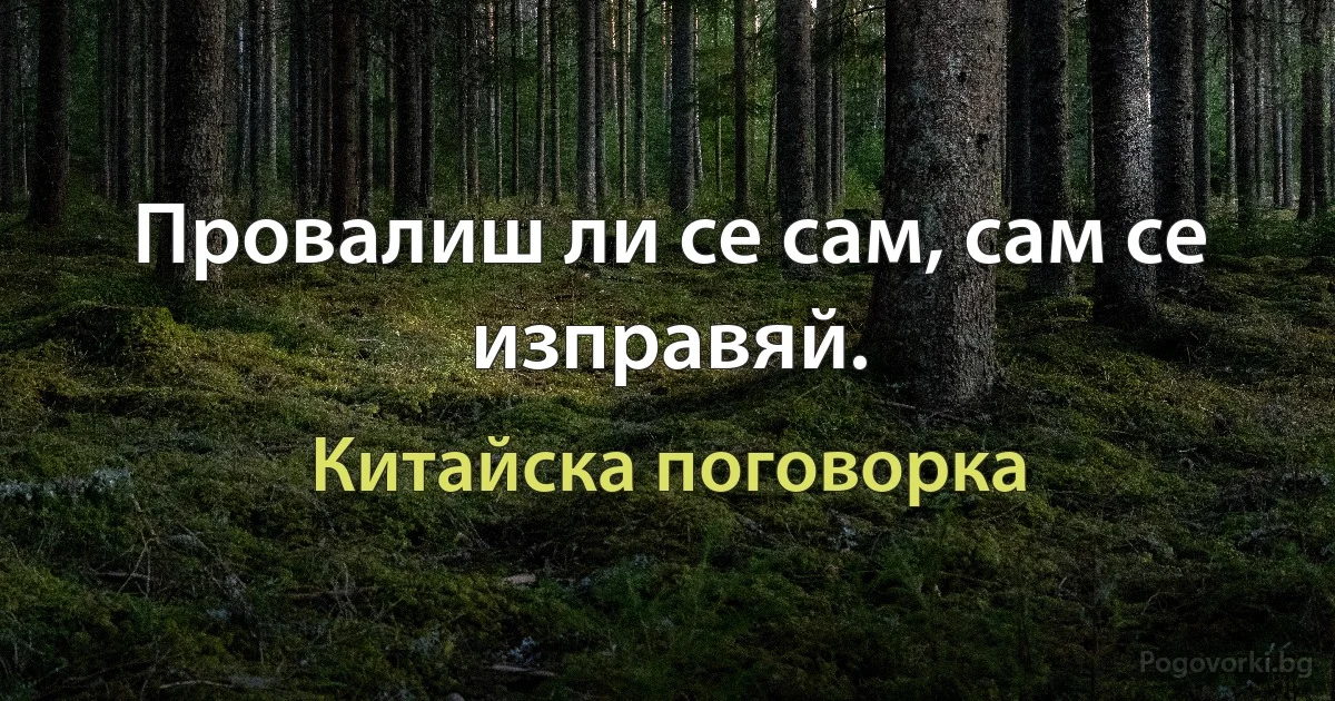 Провалиш ли се сам, сам се изправяй. (Китайска поговорка)