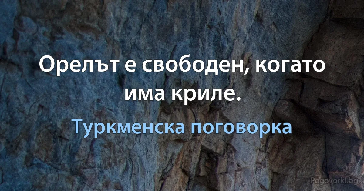 Орелът е свободен, когато има криле. (Туркменска поговорка)