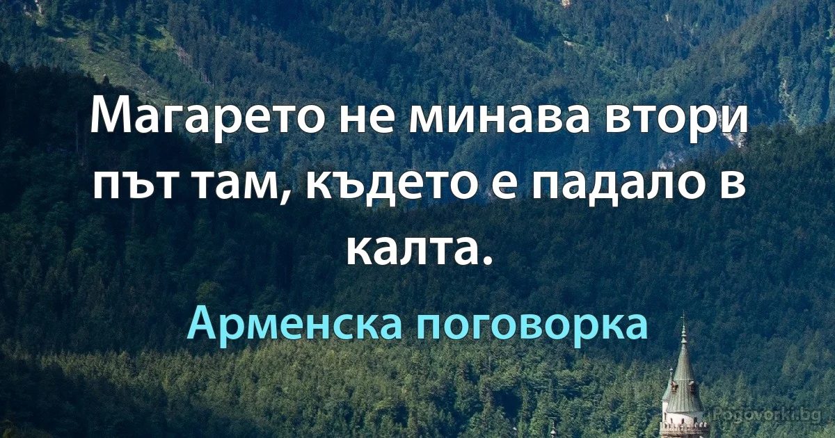 Магарето не минава втори път там, където е падало в калта. (Арменска поговорка)