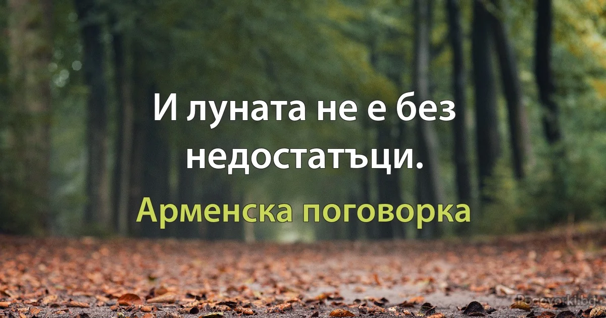 И луната не е без недостатъци. (Арменска поговорка)