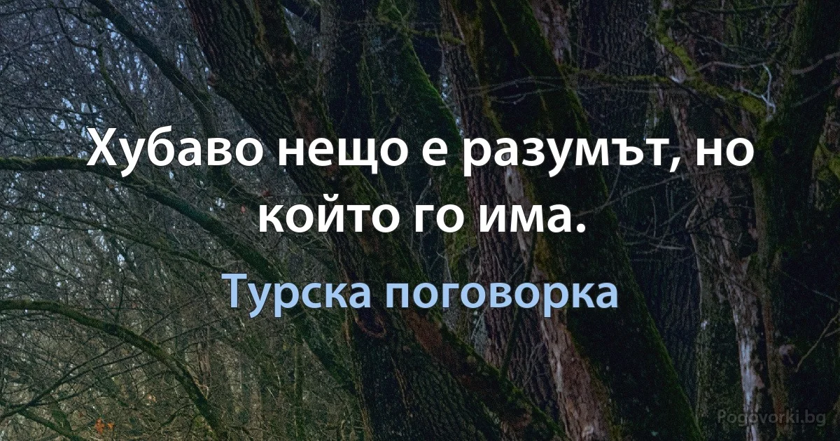 Хубаво нещо е разумът, но който го има. (Турска поговорка)