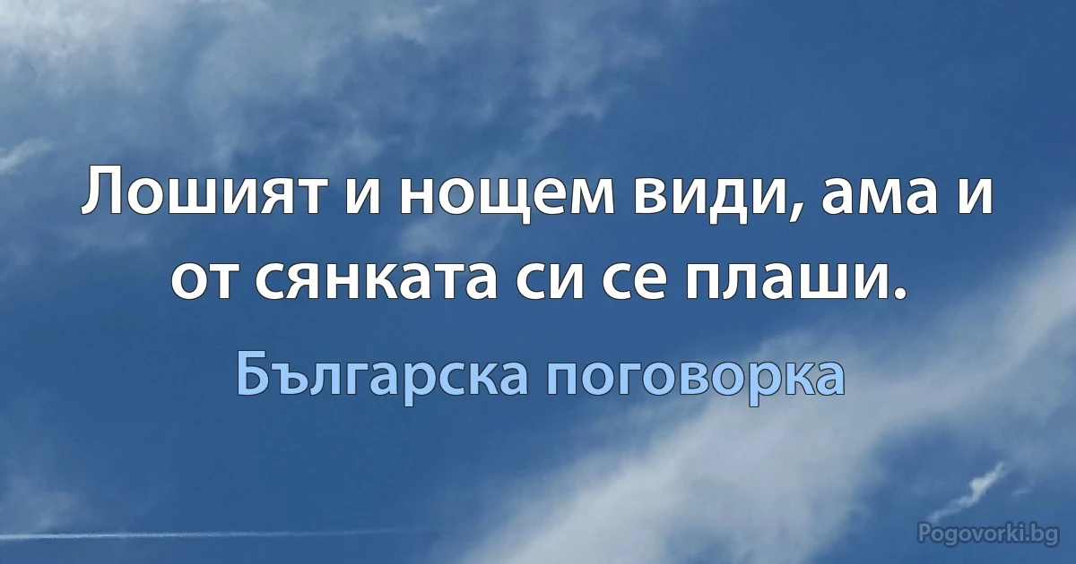 Лошият и нощем види, ама и от сянката си се плаши. (Българска поговорка)