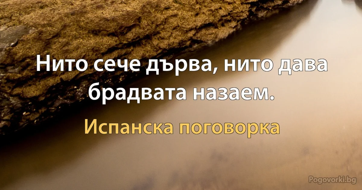 Нито сече дърва, нито дава брадвата назаем. (Испанска поговорка)